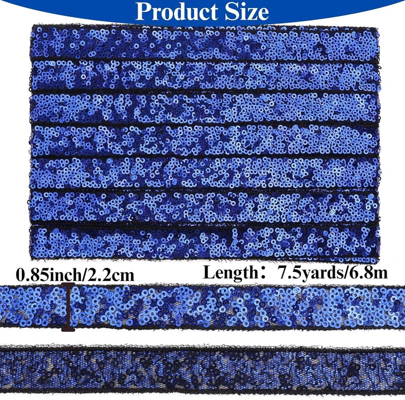 DHFLYDH Royal Blue Sequin Trim Sequin Ribbon 7.5 Yards Flat Glitter Trim for Sewing, Costumes, Wedding Decor, Fashion Crafting - Image 2